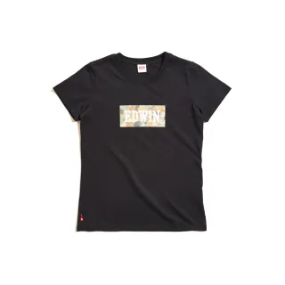 【EDWIN】女裝 迷彩BOX短袖T恤(黑色)