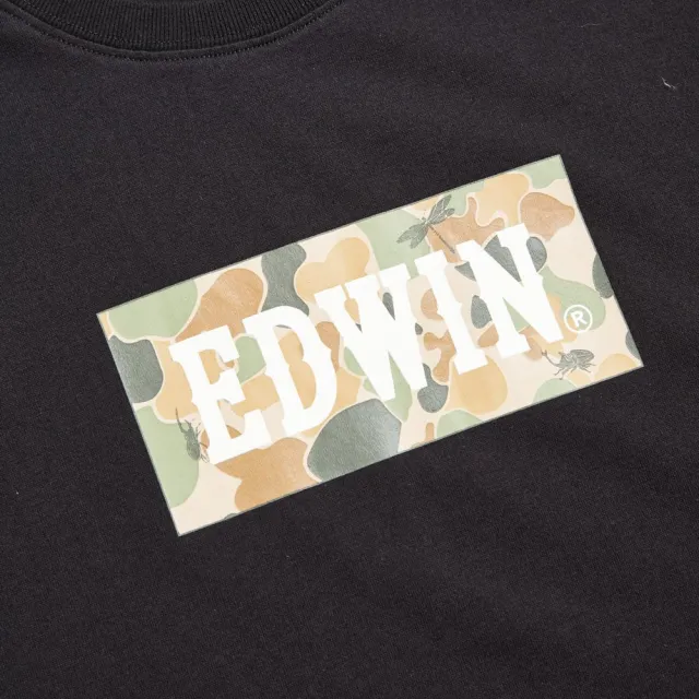 【EDWIN】女裝 迷彩BOX短袖T恤(黑色)