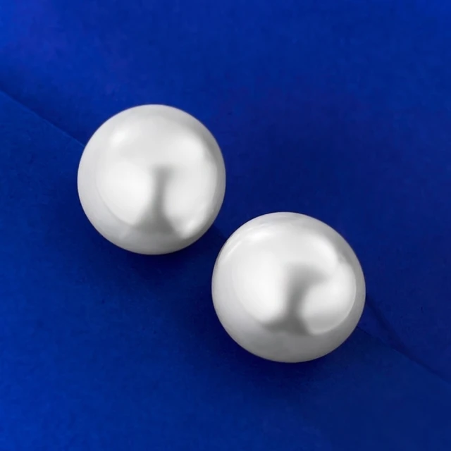 米蘭精品 珍珠耳環925純銀耳針(16mm貝珠簡約經典女耳飾女飾品74gh4)