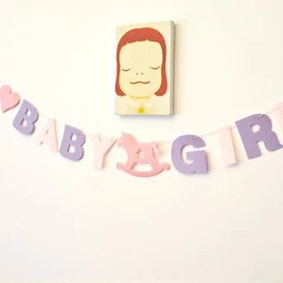 【橘魔法】BABY GIRL 女生 木馬 拉條 嬰兒房布置(場地布置 活動派對 兒童派對)