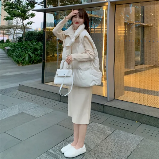 【AS 假日泳裝】高領寬鬆 拉鍊有口袋 背心外套 FR093