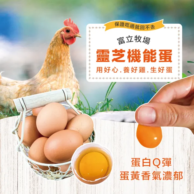 【初品果】x富立牧場靈芝機能雞蛋30顆x1箱(彩色蛋_48小時內新鮮生產雞蛋_多項檢驗合格)