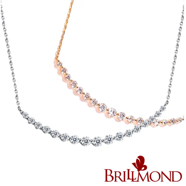 【BRILLMOND JEWELRY】30分 18K金 天然鑽石 微笑套鍊(18K金雙色選 天然鑽石總重35分)