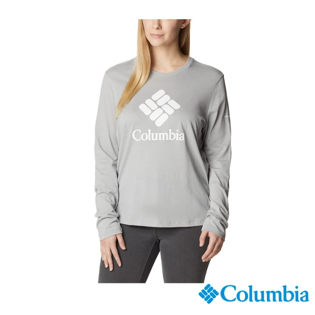 Columbia 哥倫比亞 官方旗艦 女款-Columbia Trek™LOGO長袖上衣灰色 -(UAK02770GY/HF)