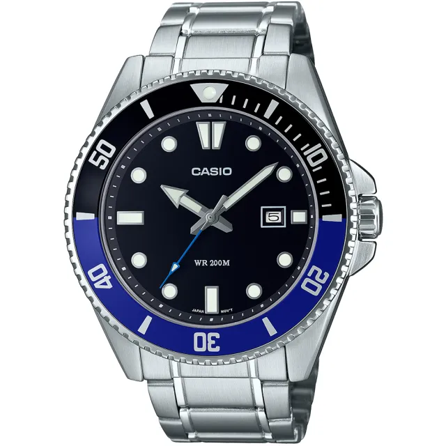 【CASIO 卡西歐】鋼帶款 槍魚系列200米潛水錶-4色可選 情人節 送禮(MDV-107D系列)
