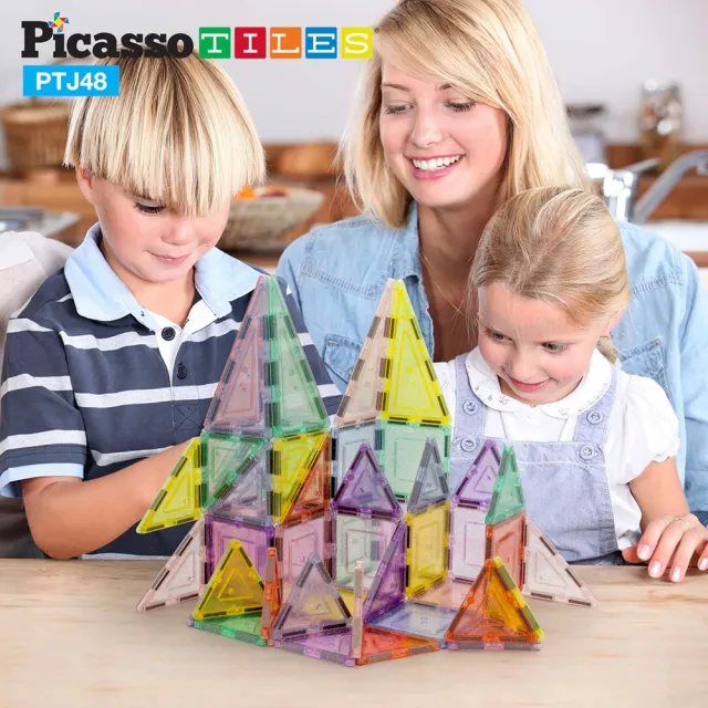 【PicassoTiles】畢卡索 48片磁力片積木 城堡組