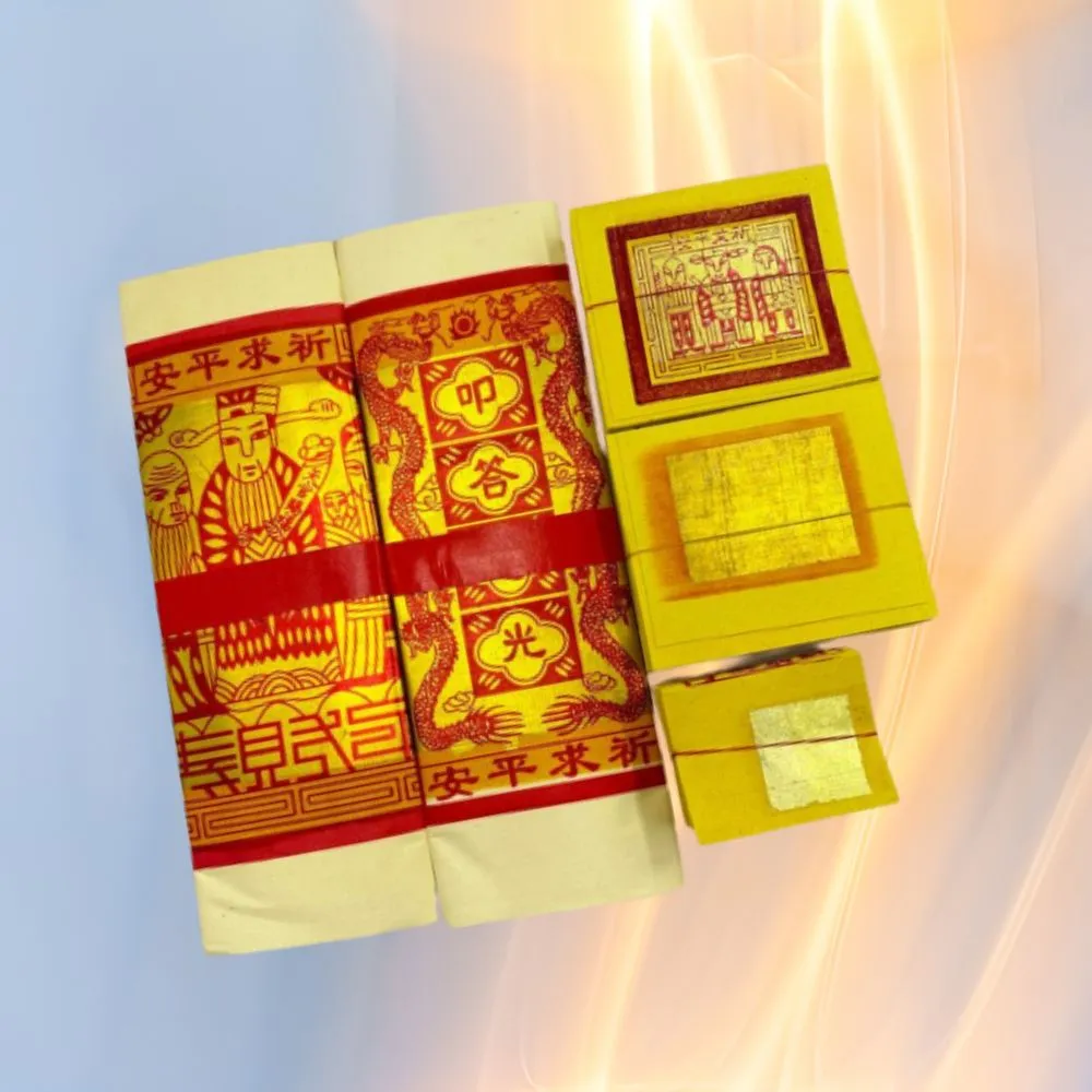 上芳香業 正錫箔 金紙 五色金 6份組 真金 大百壽金(基本小份組 拜拜 用品 神明金 皆能使用)