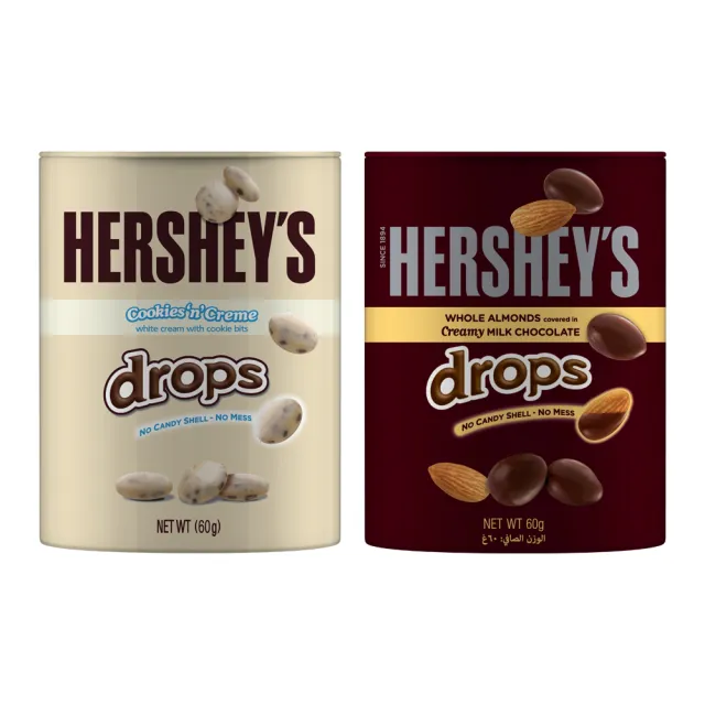 【Hersheys 好時】Drops杏仁夾餡牛奶巧克力 鐵盒(60g)