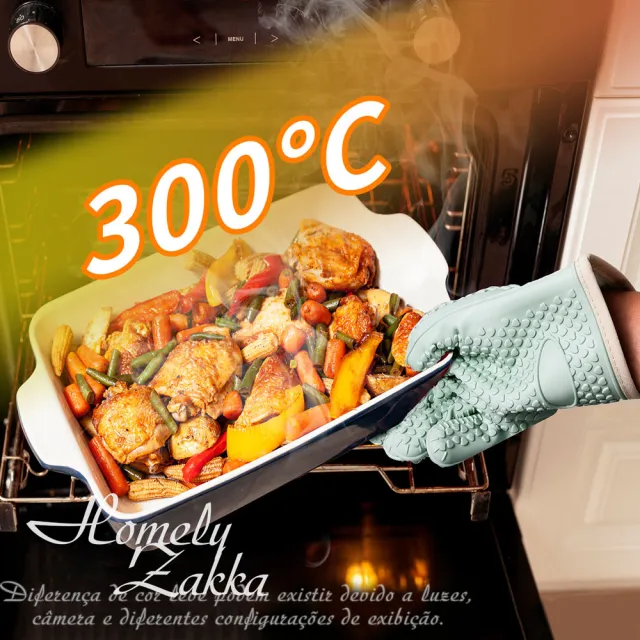 【Homely Zakka】北歐高顏值加厚耐高溫防水隔熱烘焙防燙手套一雙_2色任選(廚房手套 微波爐手套 耐熱手套)