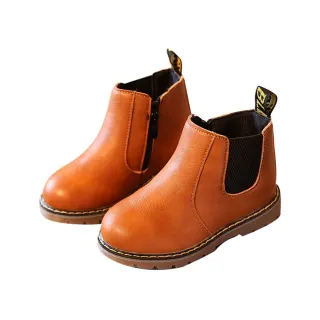 【Baby 童衣】任選 兒童皮靴 英倫風素面短靴童鞋 88618(棕色)