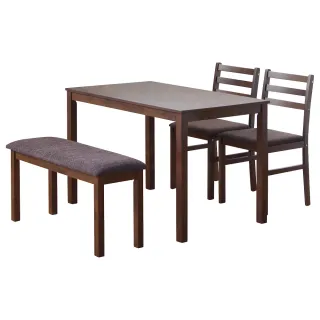 【RICHOME】美智子和風實木餐桌椅組(一桌兩椅一長凳)