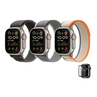 犀牛盾保貼組【Apple 蘋果】Apple Watch Ultra2 LTE 49mm(鈦金屬錶殼搭配越野錶環)