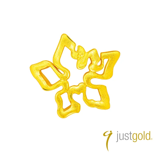 【Just Gold 鎮金店】幸福楓葉 黃金耳環-單耳(簡約)