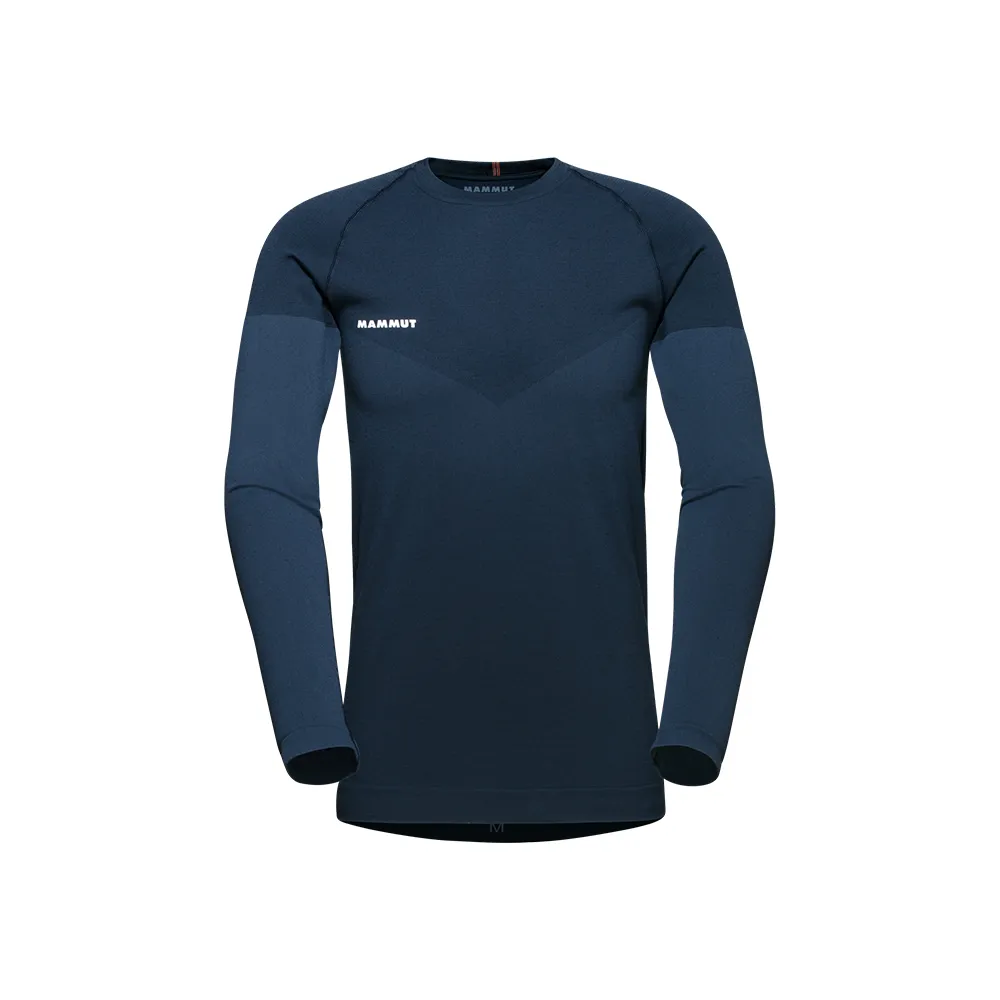 【Mammut 長毛象】Trift Longsleeve Men 羊毛混紡長袖排汗衣 海洋藍 男款 #1016-01070