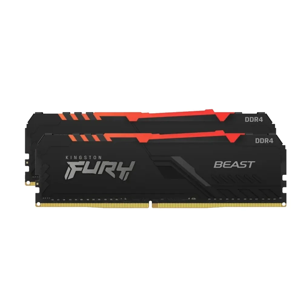 【Kingston 金士頓】FURY Beast RGB DDR4 3600 32GB (16GB x2) PC 記憶體 黑 (KF436C18BB2AK2/32) *超頻