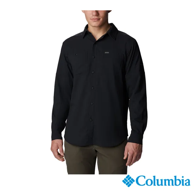【Columbia 哥倫比亞 官方旗艦】男款-Silver Ridge™全新超防曬UPF50快排長袖襯衫-黑色(UAM16830BK/HF)