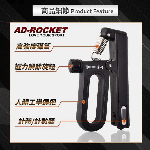 【AD-ROCKET】120kg阻力電子計數握力器/握力訓練/手指/手腕/指力(兩色任選)