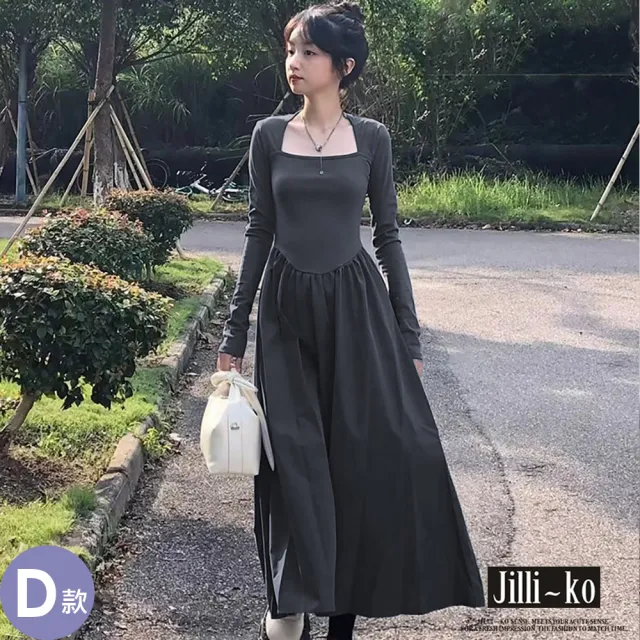 【JILLI-KO】韓系風印花通季連衣裙-M/L/XL/L(多款任選)