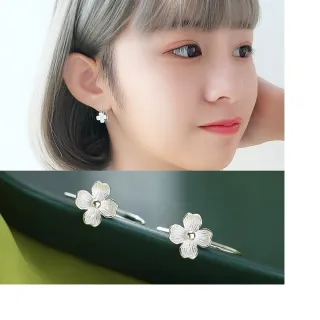 【Emi 艾迷】韓系清甜櫻花瓣瓣勾勒925銀針 耳環