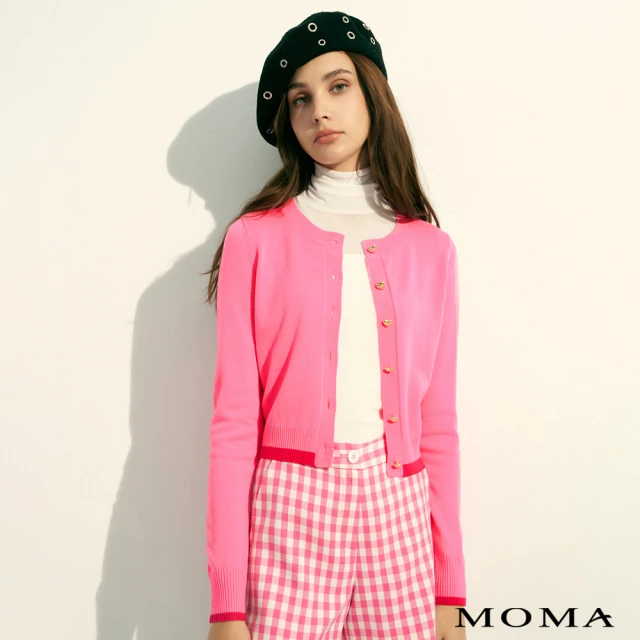 MOMA 心型金釦撞色針織外套(兩色)好評推薦
