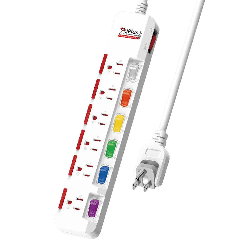 【iPlus+ 保護傘】台灣製 PU-3763S 9尺 2.7M 7切 6座 3P 插座 轉向插頭 電腦延長線