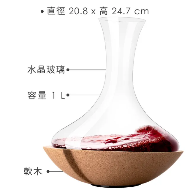 【VACU VIN】荷蘭 旋轉底座+平口醒酒瓶 1L / 醒酒壺 分酒器