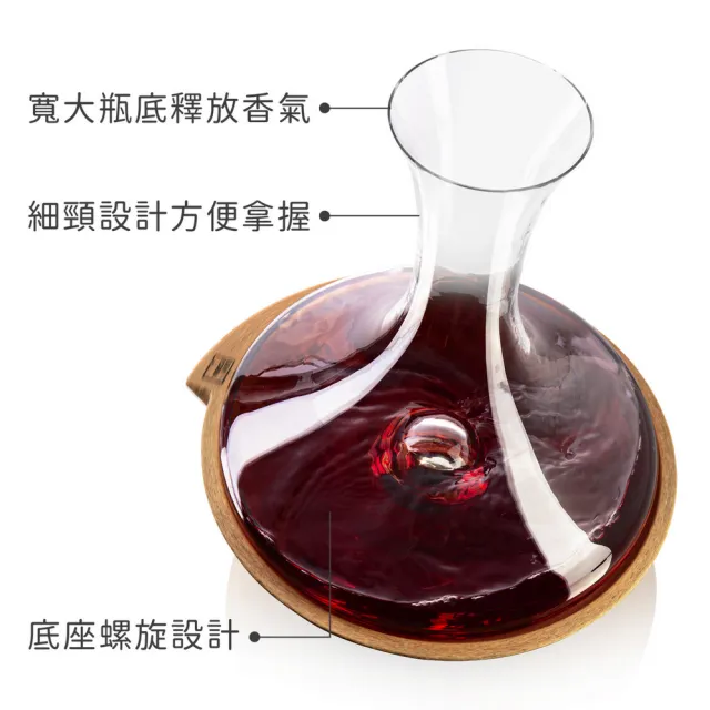 【VACU VIN】荷蘭 旋轉底座+平口醒酒瓶 1L / 醒酒壺 分酒器