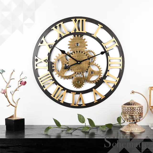 【iINDOORS 英倫家居】工業風設計時鐘(金色齒輪58cm)