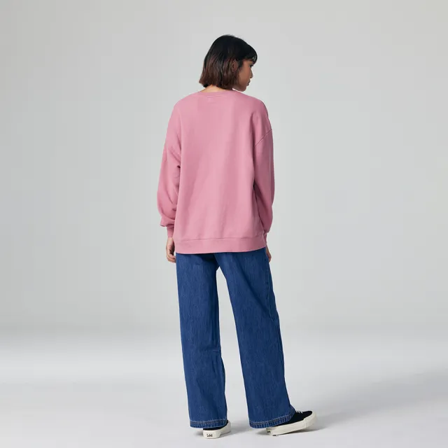 【Lee】女裝 長袖厚T / 愛心文字設計 前短後長 共2色 季節性版型(LB330031732 / LB330031K15)