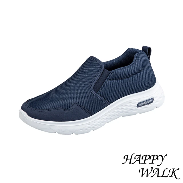 【HAPPY WALK】網布樂福鞋/純色素面網布休閒樂福鞋-男鞋(藏青)