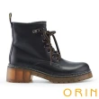 【ORIN】造型真皮綁帶7孔馬汀短靴(黑色)