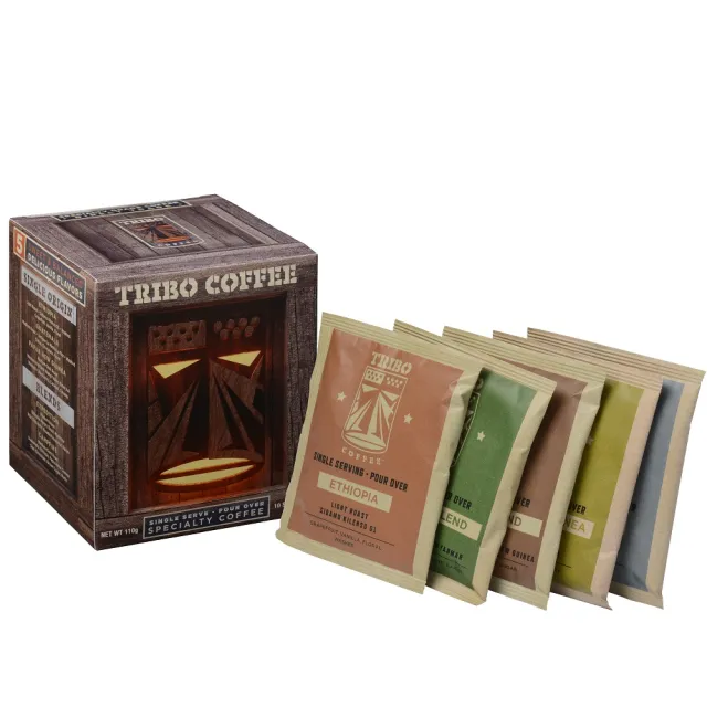 【TRIBO COFFEE】經典綜合5種口味 濾掛咖啡(11gx10包/盒; 精品咖啡; 冠軍烘豆師)