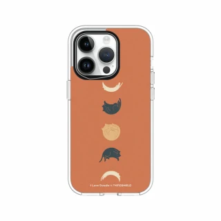 【RHINOSHIELD 犀牛盾】iPhone 14/Plus/Pro/Max/Clear透明手機殼/貓咪月象-橘(I Love Doodle)