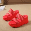 【HMH】坡跟拖鞋 厚底拖鞋/彈力透明織帶厚底坡跟拖鞋(紅)