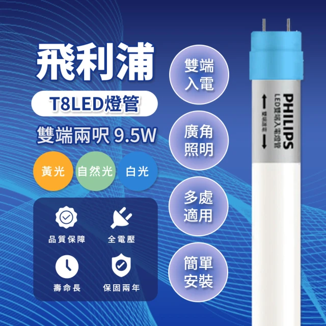 Philips 飛利浦照明 LED T8燈管 2尺 9.5W 白光 全電壓 * 20入(日光燈管 T8LED燈管)