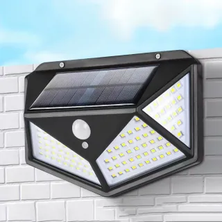 【小麥購物】太陽能庭院LED燈 白光(壁燈 省電 太陽能充電 智能光控 照明 紅外感應 庭院)