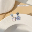 【MISA】韓國設計不對稱可愛小兔花朵造型夾式耳環(無耳洞耳環 耳夾 夾式耳環 小兔耳環 花朵耳環)