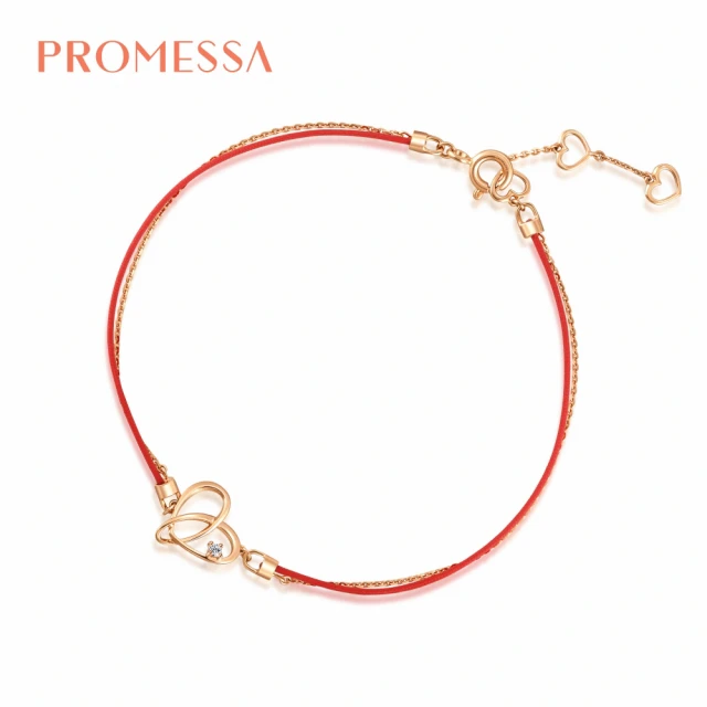 【PROMESSA】同心系列 18K玫瑰金鑽石紅繩手鍊
