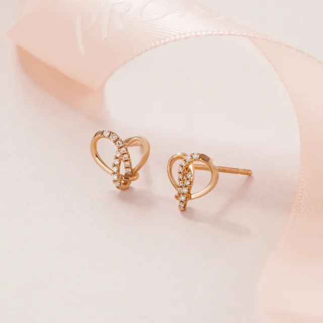 【PROMESSA】同心系列 18K玫瑰金鑽石耳環(單隻左耳)