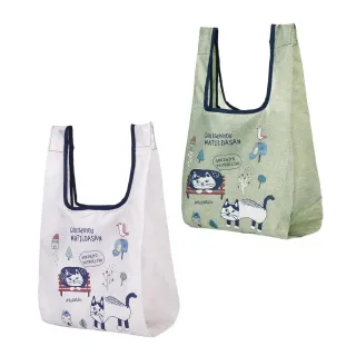 【Kusuguru Japan】附掛鈎收納袋 防撥水環保袋 日本眼鏡貓Matilda-san系列 購物袋 手提袋