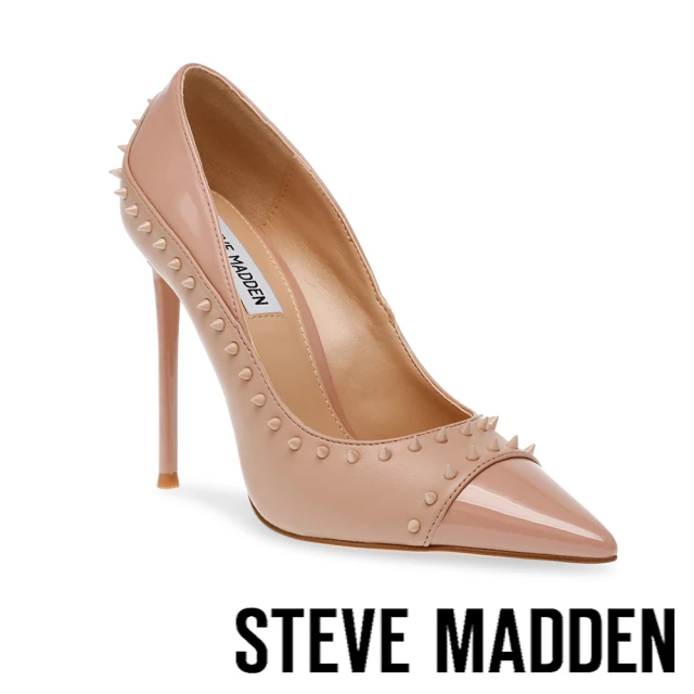 【STEVE MADDEN】BLAISE 鉚釘拼接尖頭高跟鞋(杏粉色)