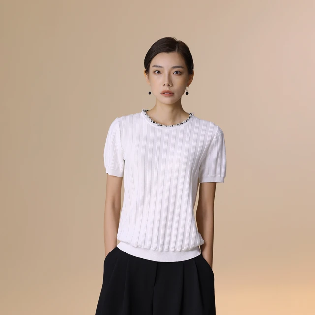 giordano ladies 23FW_流蘇飾邊圓領針織上衣(02353507)