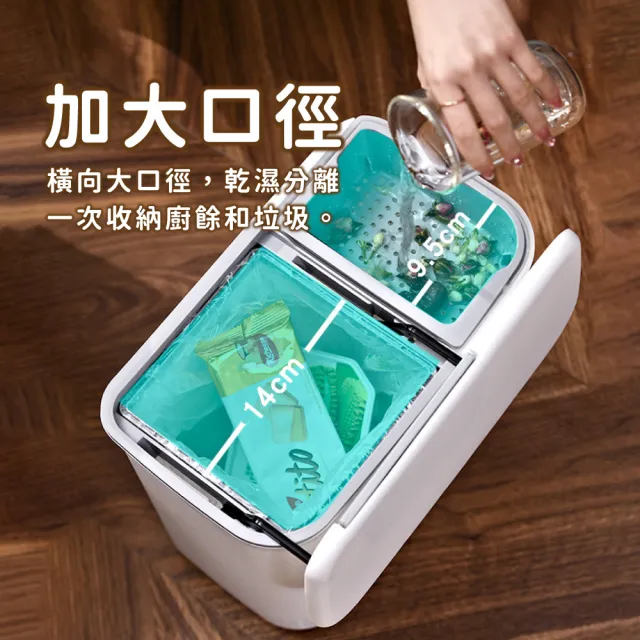【ibuy+ 愛敗家】乾溼分離壁掛垃圾桶(廚餘垃圾桶 廚房垃圾桶 壁掛垃圾桶 廚餘桶 分類垃圾桶 垃圾桶)