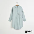 【gozo】MOMO獨家款★限量開賣 大口袋長袖襯衫洋裝(兩色)