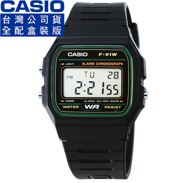 【CASIO】卡西歐鬧鈴電子錶-黑(F-91W-3 公司貨全配盒裝)