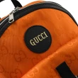 【GUCCI 古馳】新版經典雙G LOGO緹花前口袋休閒旅用包後背包(橘)