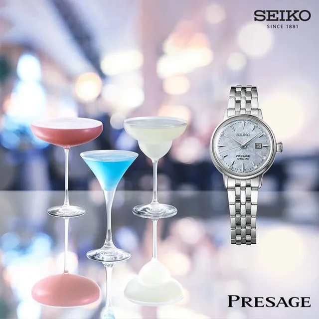 【SEIKO 精工】Presage Cocktail 東京雞尾酒機械對錶 指針錶 手錶 禮物 畢業(4R35-05E0B+2R05-00A0B)