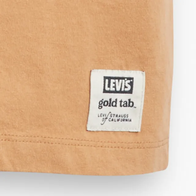 【LEVIS 官方旗艦】Gold Tab金標系列 男款 寬鬆版短袖素T恤 卡其黃 熱賣單品 A3757-0019