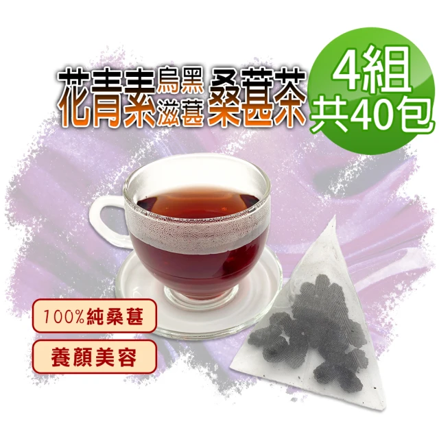 蔘大王 花青素滋葚黑桑葚茶包X4組（6gX10入/組）長效期版(每入等於24g鮮果 就是黑黑黑 低糖高纖桑椹)