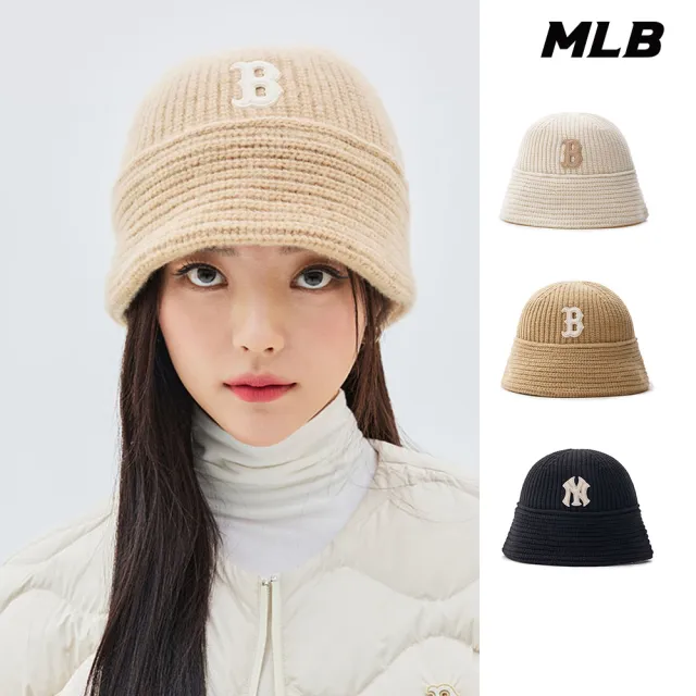 【MLB】針織圓頂漁夫帽 鐘型帽(3AHT00436-多款任選)